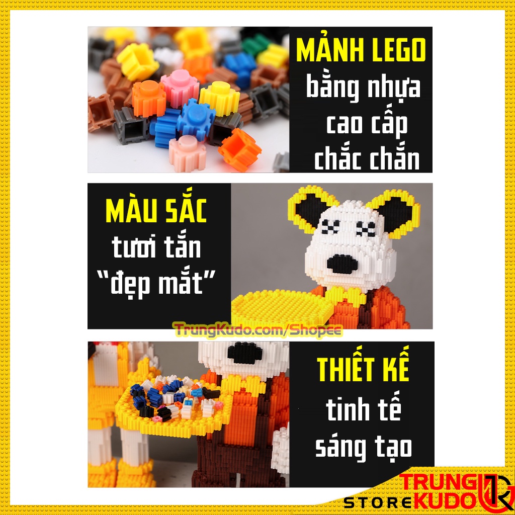 Mô hình Bearbrick cầm đĩa cao 41cm độc đáo dạng Đồ chơi xếp thình làm quà tặng bạn bè, đồ decor