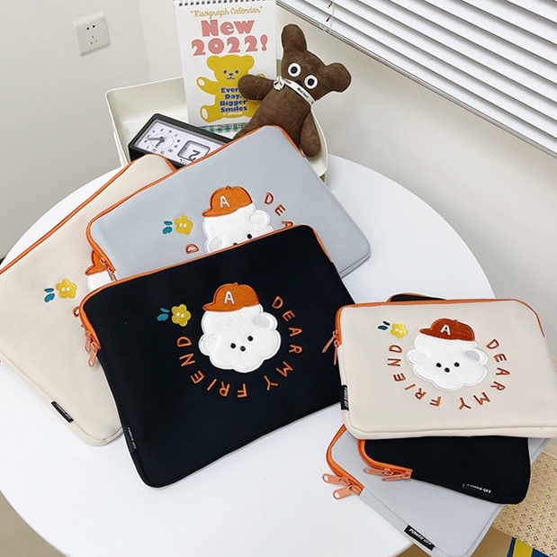 Túi Đựng laptop / Máy Tính Bảng Họa Tiết Gấu Hoạt Hình Kiểu Hàn Quốc Dễ Thương