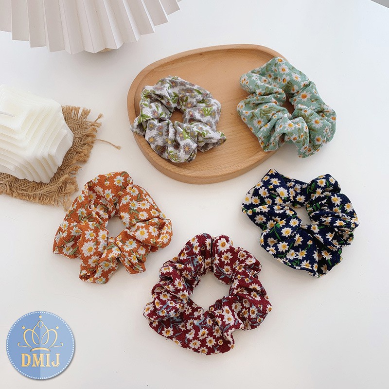 [Mã FAMAYFA2 giảm 10K đơn 50K] Cột Tóc Vải Scrunchies Họa Tiết Hoa Vintage