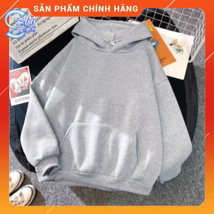 ÁO HOODIE TRƠN NAM NỮ UNISEX  FORM RỘNG, CHẤT NỈ BÔNG DÀY DẶN CAO CẤP