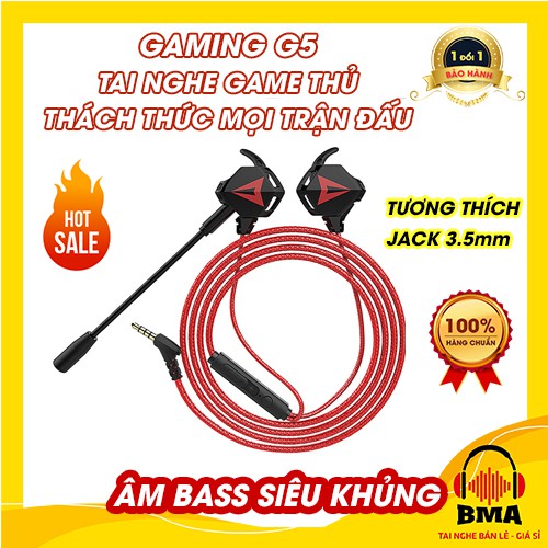 [BẢO HÀNH ĐỔI MỚI] Tai nghe nhét tai có dây G5 dành cho game thủ chiến mọi trận đấu, âm bass cực khủng vô đối, jack 3.5