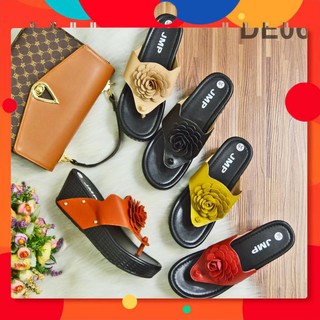 Sale Cháy hàng  Dép nữ xỏ ngón đế cao 9cm quai đính bông sang trọng | dép đế xuồng Siêu Phẩm