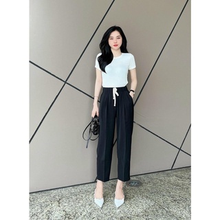 Quần baggy nữ lưng cao cạp chun - quần tây công sở cạp cao rút dây kiểu hàn quốc m025