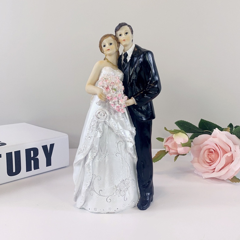 Cặp Búp Bê Cô Dâu Chú Rể Bằng Nhựa resin Phong Cách Châu Âu Trang Trí Bánh Cưới