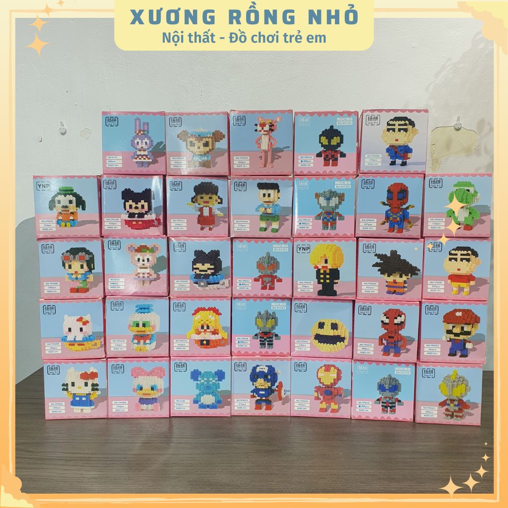 Mô hình 3d mini, Đồ chơi lắp ráp mô hình nhân vật 3D - Màu sắc đẹp,nhựa cao cấp,nhiều nhân vật.