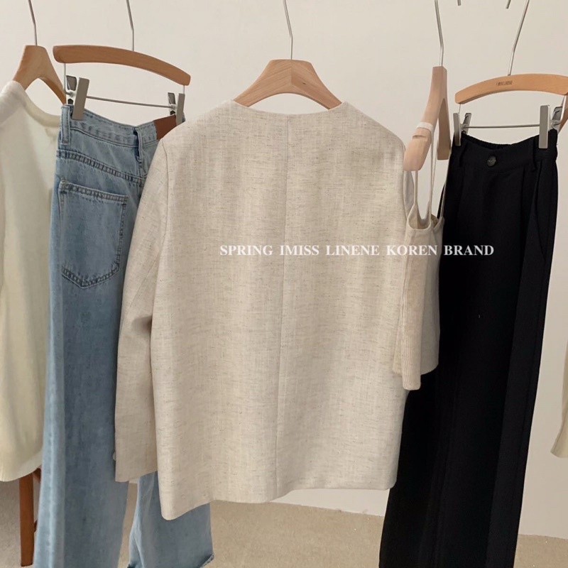 Áo khoác blazer linen lót lụa