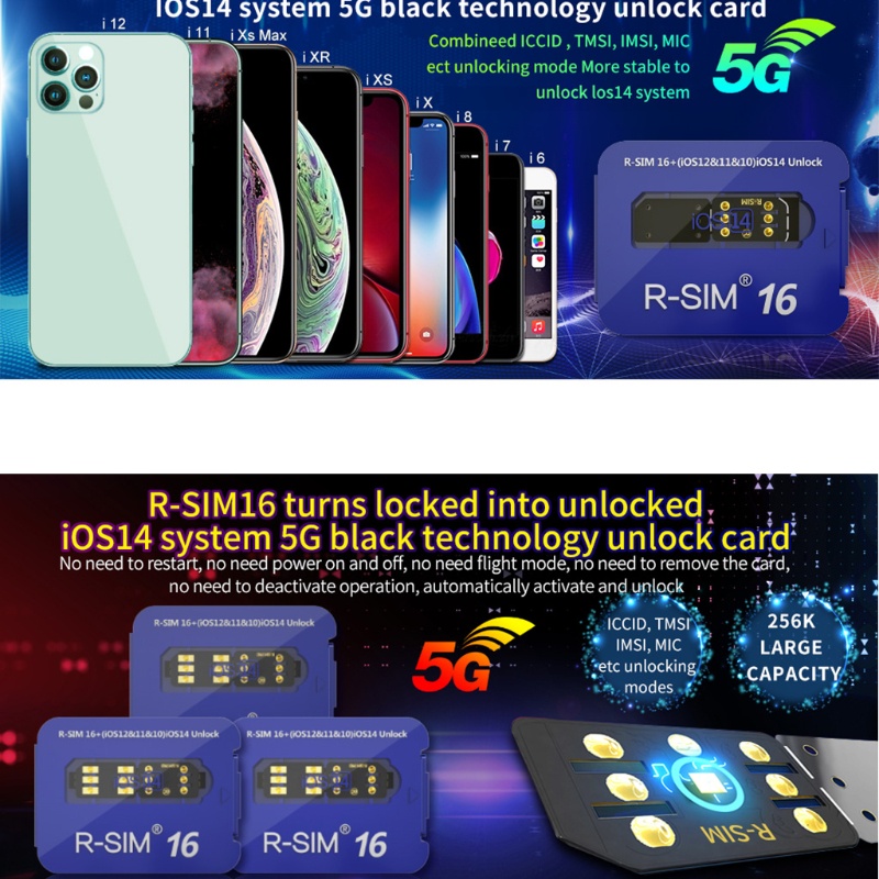 Thẻ SIM Điện Thoại 5G Mở Khóa Cho iPhone13 13PRO 13mini 12 11 R-SIM16