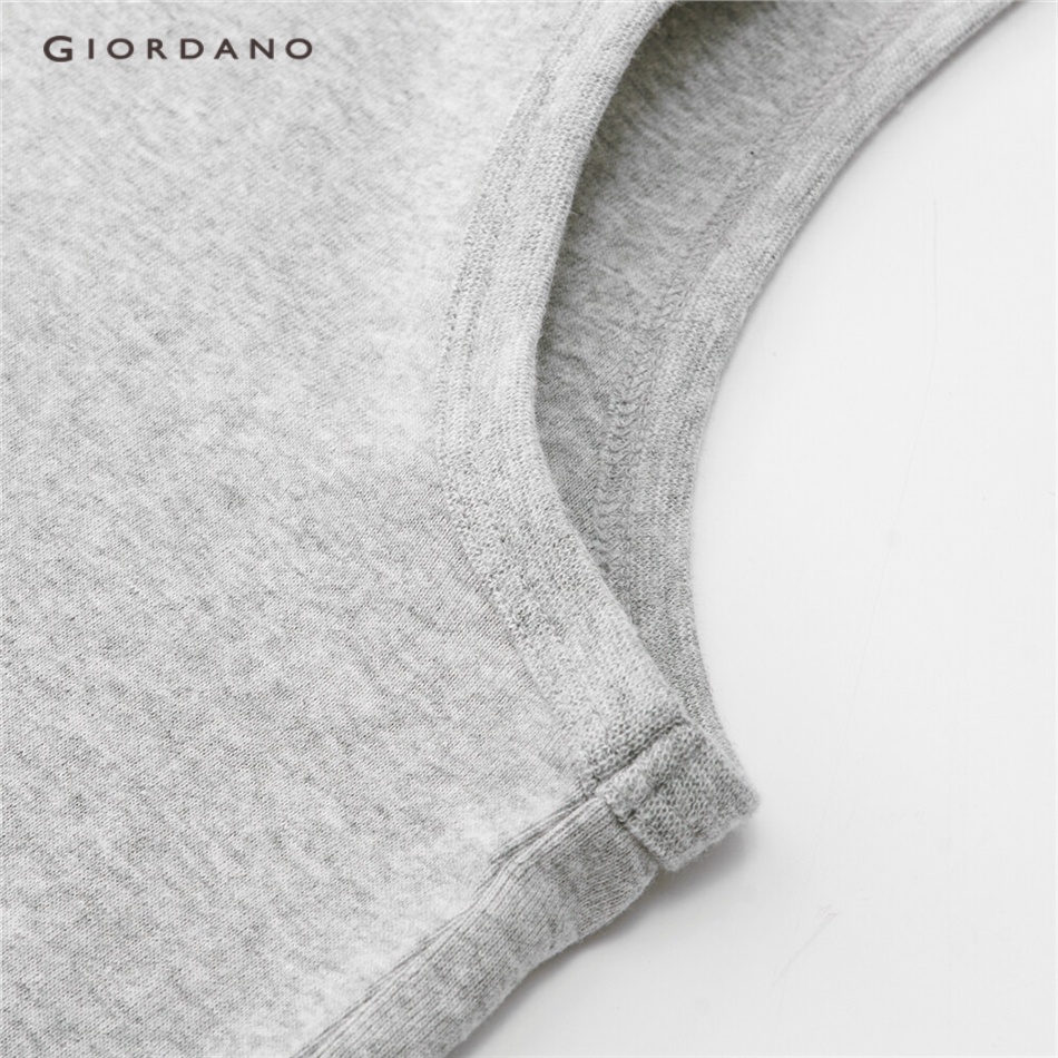 2 Áo ba lỗ GIORDANO 18242012 bằng cotton màu trơn cổ chữ U cho nam
