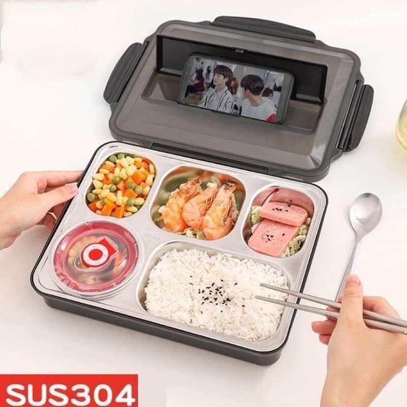 Hộp cơm nhiều ngăn khay innox
