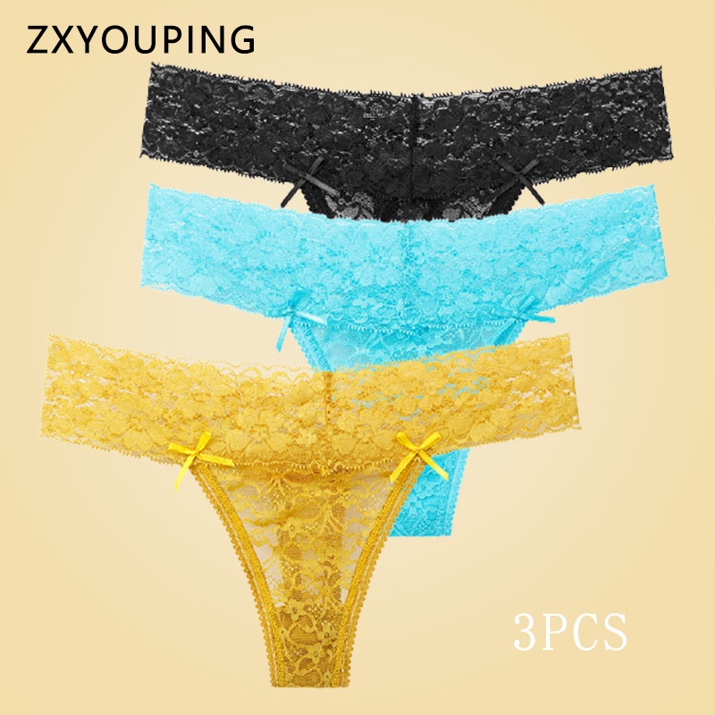 AOFEIQIKE Set 3 Quần Lót Ren Hoa Thoáng Khí Thiết Kế Quyến Rũ Size S-XL