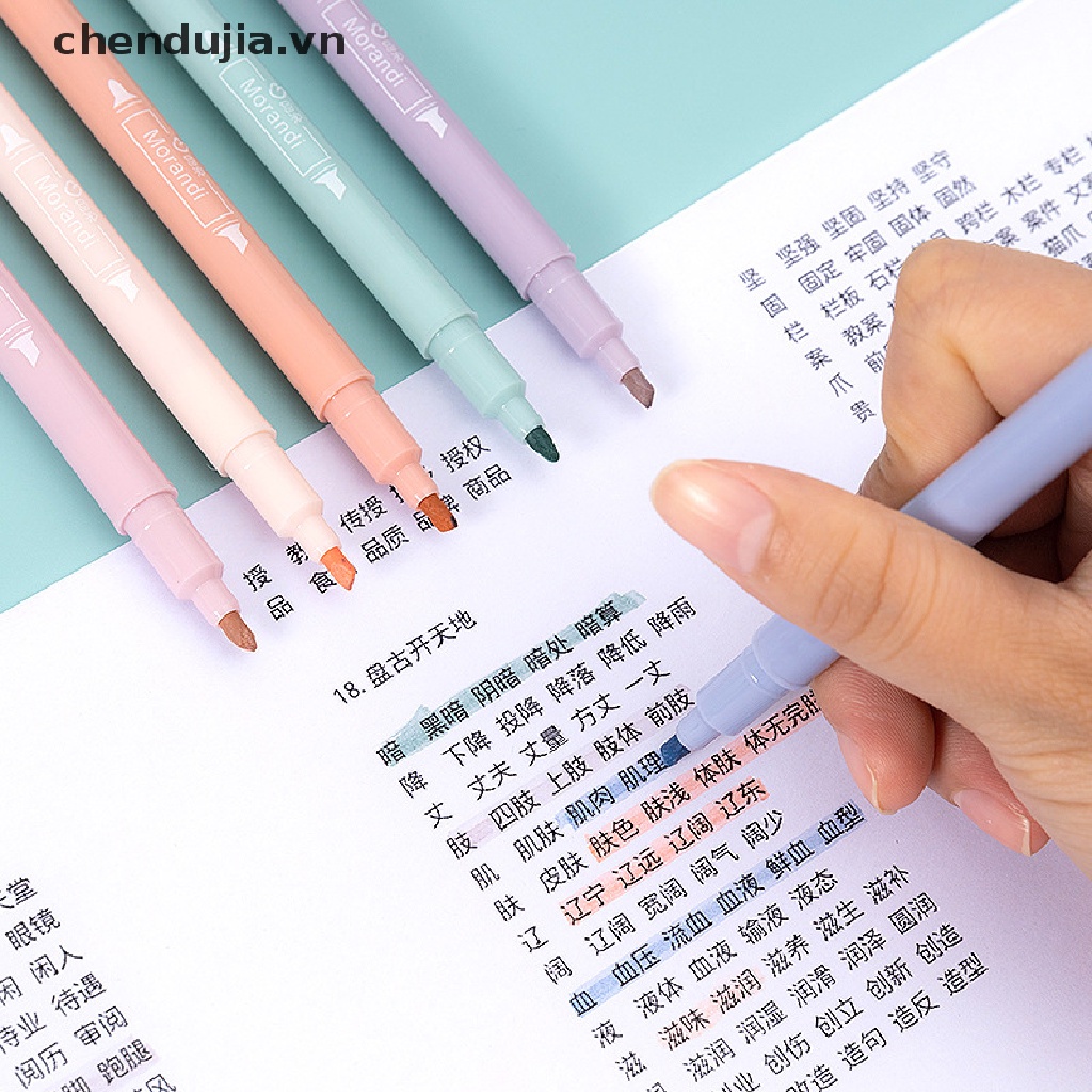 Set 6 Bút Đánh Dấu Manga Hai Đầu Màu Kẹo Ngọt Kiểu Dáng Đáng Yêu