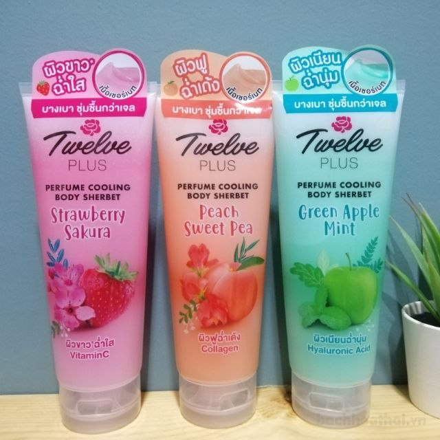 Kem dưỡng da hương nước hoa Twelve Plus Perfume Cooling Body Sherbet peach sweet pea (đào tươi)