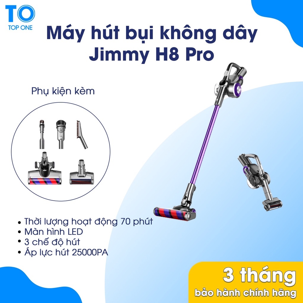 Máy hút bụi diệt ve Jimmy H8 Áp lực hút 25000Pa Lực hút 160AW