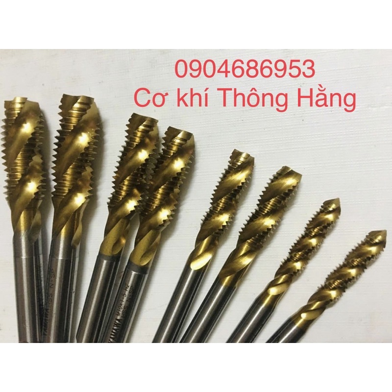 Taro xoắn phủ TiN từ M2-M12 chuyên thép, inox, hàng Đài Loan chất lượng cao