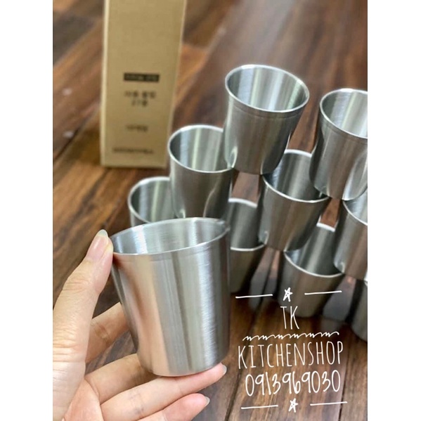 Cốc inox Hàn Quốc 2 lớp  giữ nhiệt, dungtích 150ml thích hợp sử dụng cho trẻ nhỏ, uống nước, trà, cafe đậm đặc