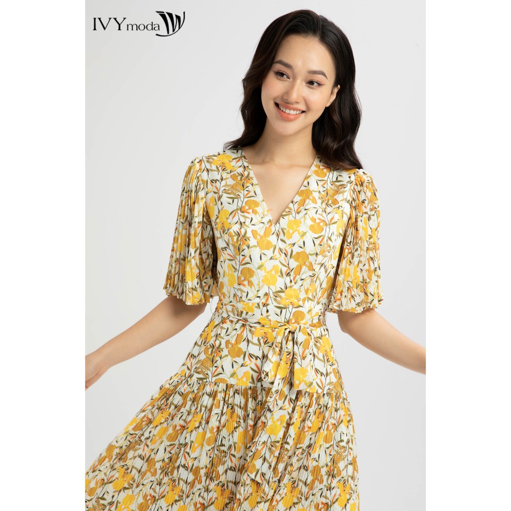 Đầm họa tiết cổ tim thiết kế IVY moda MS 48M6344