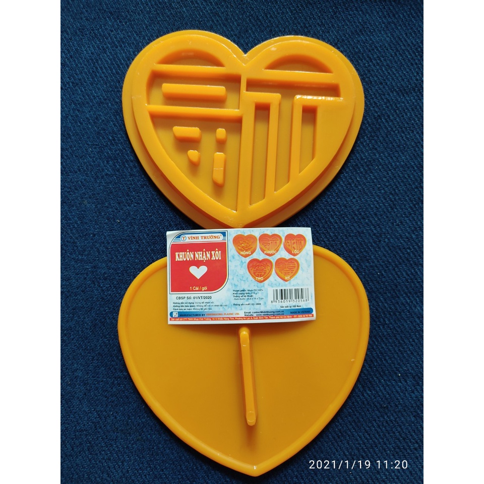Khuôn xôi Tim 15 CM - Phước 15 CM x 12,5 CM x 7 CM - VĨNH TRƯỜNG