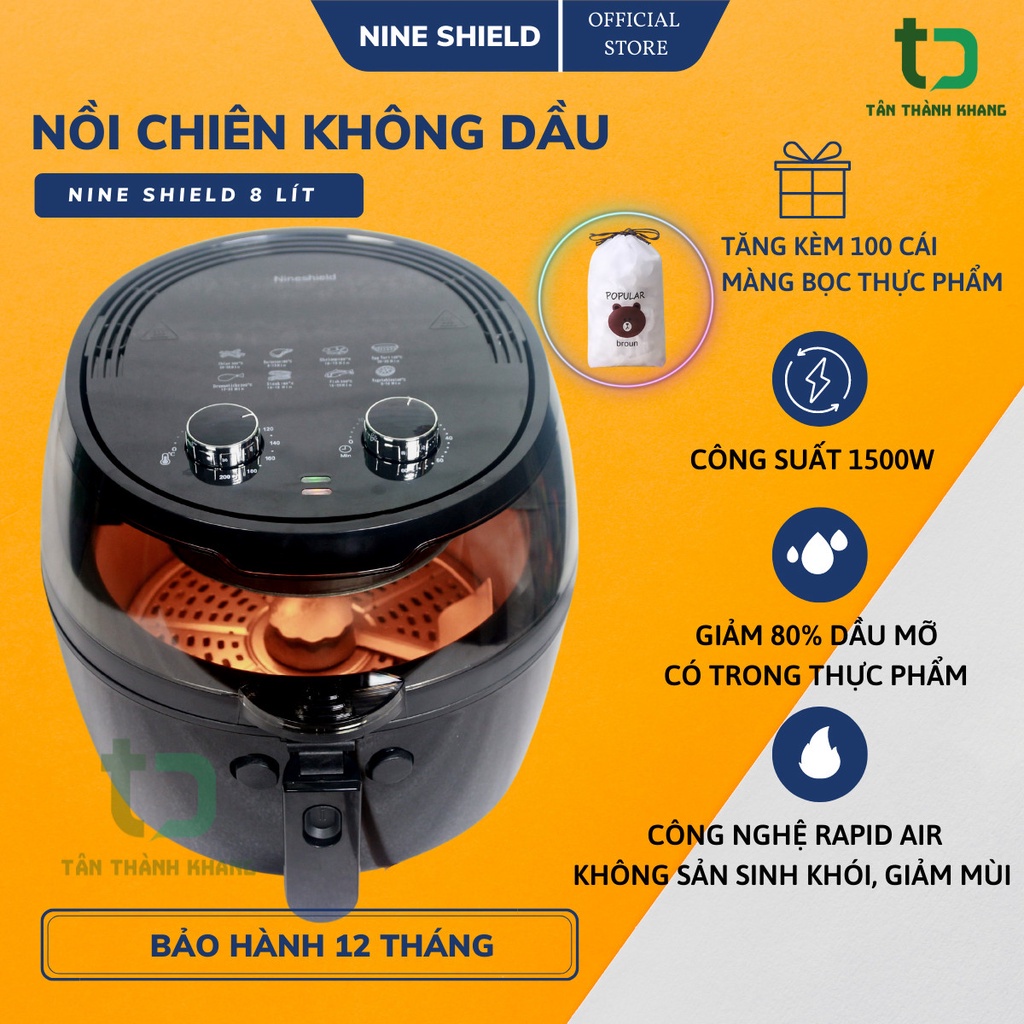 NỒI CHIÊN KHÔNG DẦU NINE SHIELD 12,5L SIÊU TO KHỔNG LỒ CAO CẤP THẾ HỆ MỚI NHẤT 2020