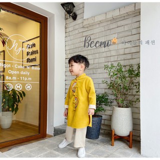 Áo dài thêu Beemo bé trai