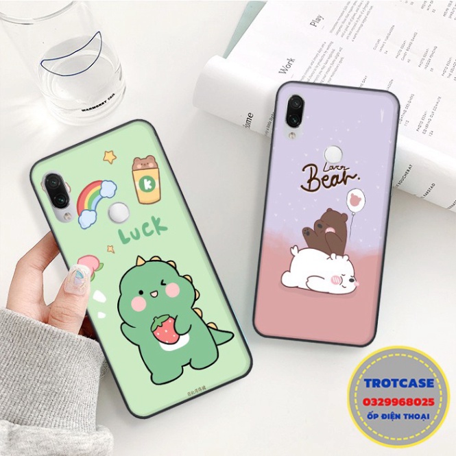 Ốp lưng Redmi Note 7 / Redmi 7 - in hình thỏ xanh , khủng long xanh dâu tây luck cầu vồng và chiếc gấu xinh