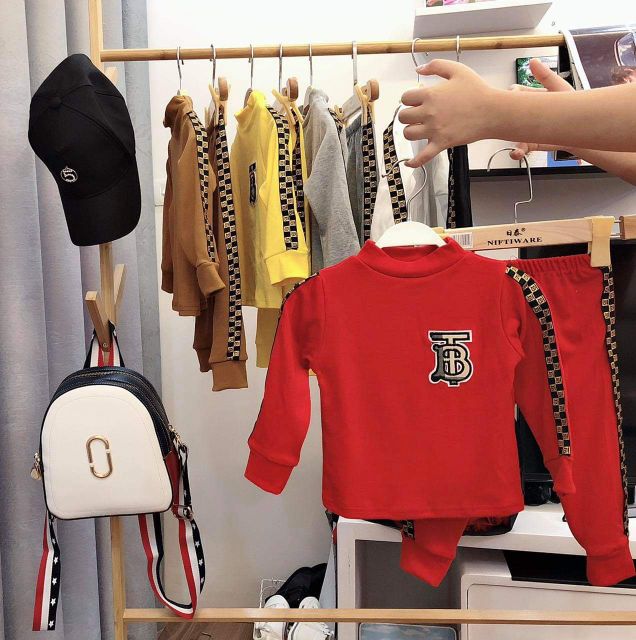 Sét bộ cotton len cổ 3 phân cho cả bé trai bé gái