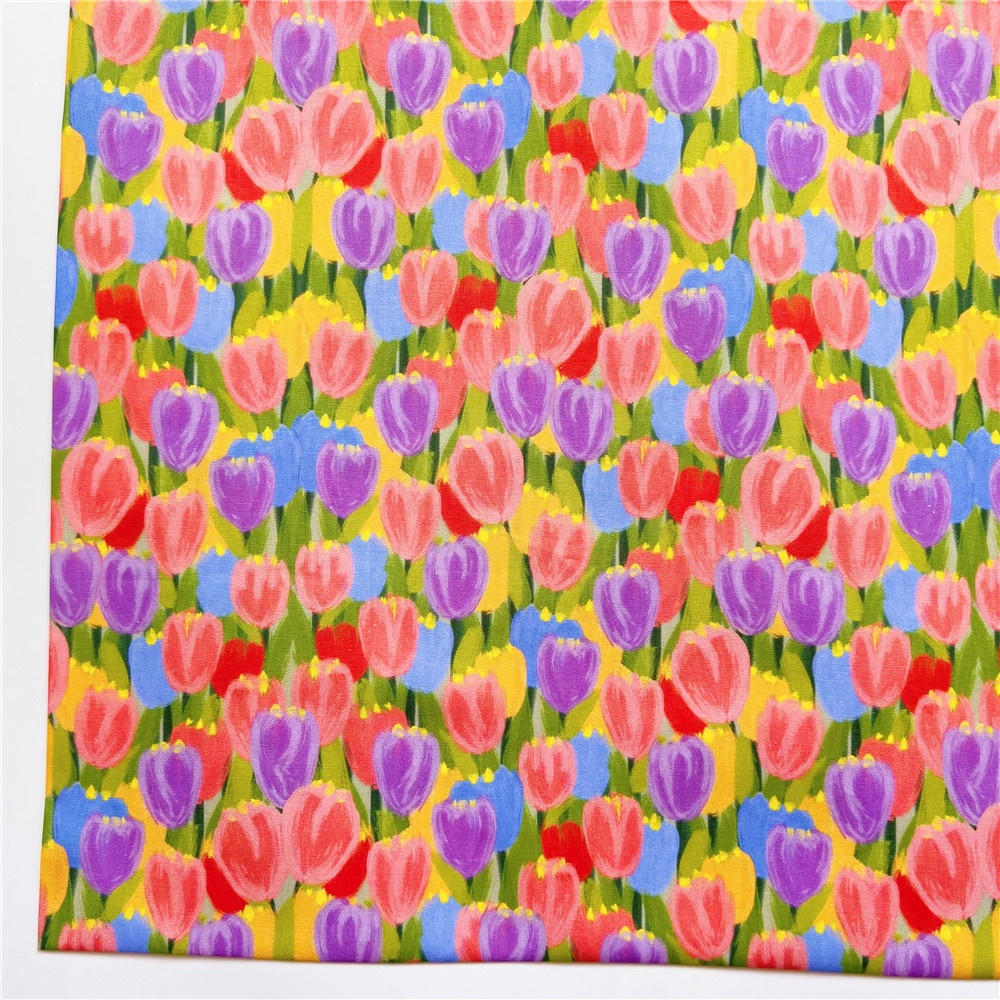 Vải Cotton Rộng 110Cm Họa Tiết Hoa Bồ Công Anh Thanh Lịch