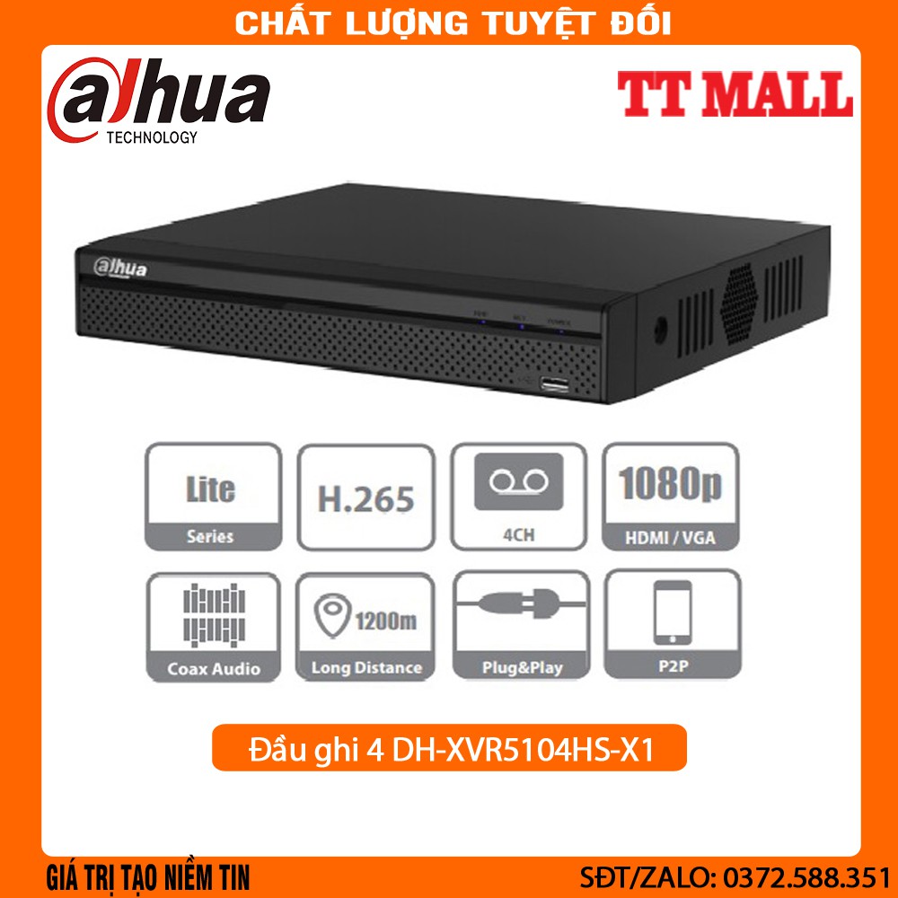 [Mã ELHAMS5 giảm 6% đơn 300K] Đầu ghi 4 kênh HDCVI Dahua XVR5104HS-X1 - Hàng chính hãng DSS