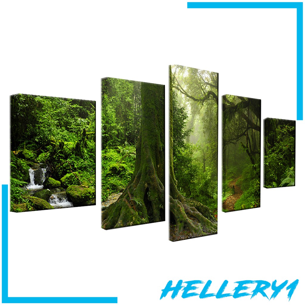 Set 5 Tranh Treo Tường Trang Trí Hình Thiên Nga Và Cây Dừa (1)