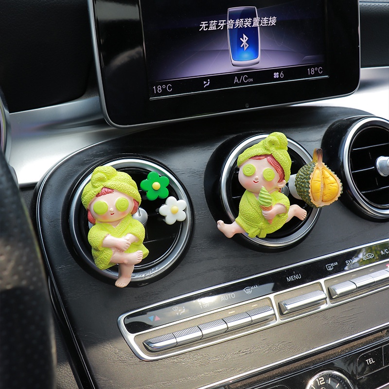 Kẹp Khuếch Tán Nước Hoa Gắn Điều Hòa Xe Hơi Hình Trái Sầu Riêng Dễ Thương
