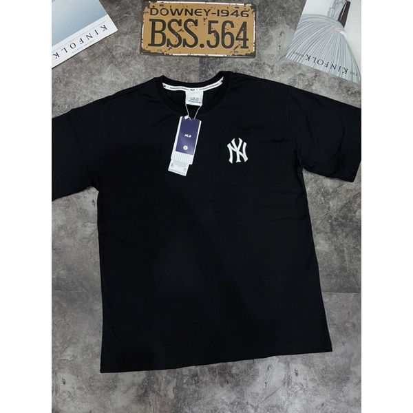 Áo Thun Basic Đen NY Chất Mịn Mát Thêu Logo Trắng Mặt Trước