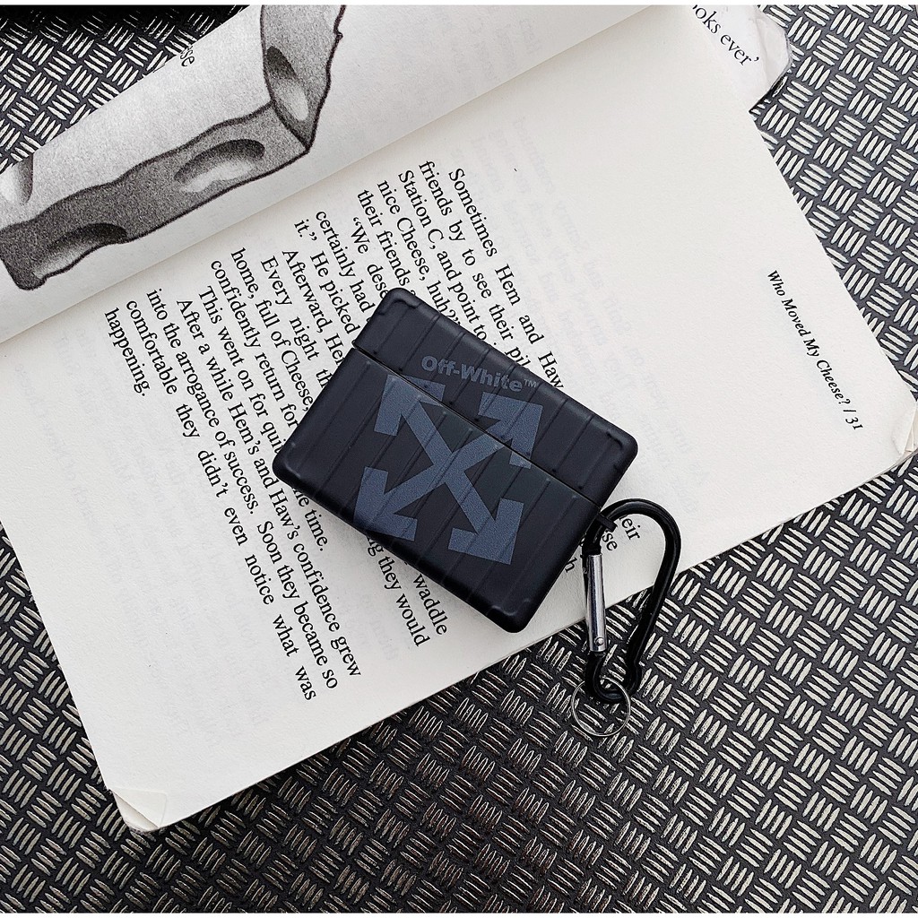 Vỏ bảo vệ hộp sạc tai nghe bluetooth in logo Off White đen đơn giản thích hợp cho Airpods Pro