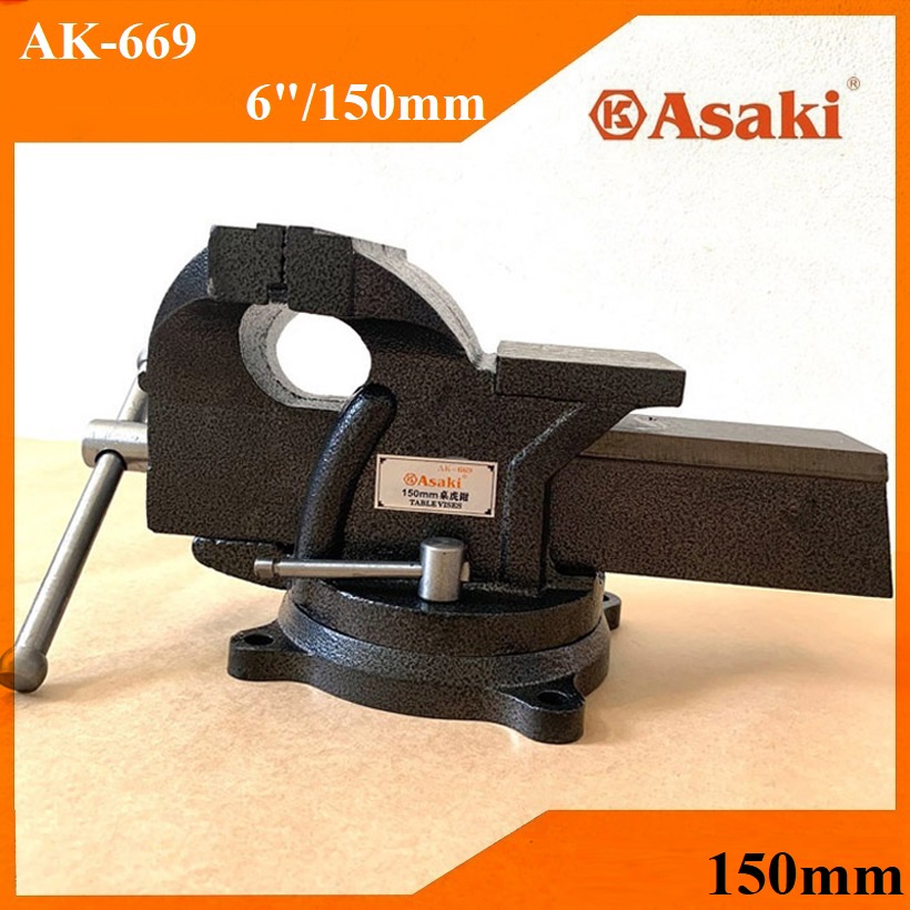 Ê tô bàn nguội 150mm (6") xoay 360° Asaki AK-0669, Khả năng kẹp 15cm