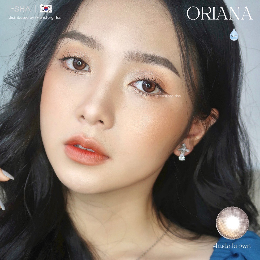 Kính áp tròng hiệu ứng phủ bóng hot trend Oriana Shade Brown chính hãng Isha Made in Korea | Hsd 6 tháng  Lens cận