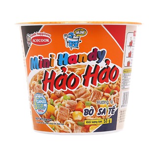 6 Ly Mì ăn liền Mini Handy Hảo Hảo vị bò sa tế ly 53g