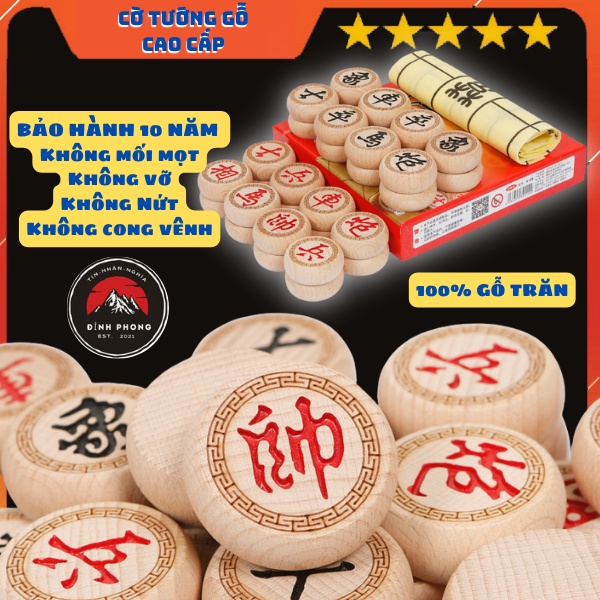 Cờ tướng gỗ tự nhiên cao cấp chất liệu gỗ trăn siêu bền đầm tay bảo hành 10 năm tặng kèm bàn cờ Da siêu đẹp và chảnh