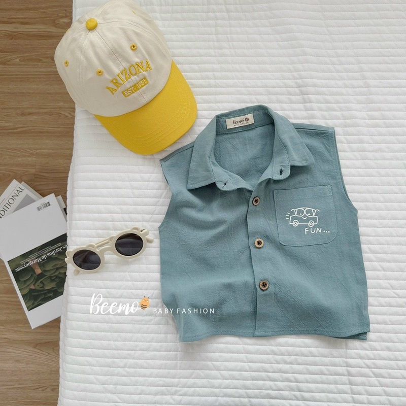 Áo sơ mi đũi Tank Top bé trai-MS58