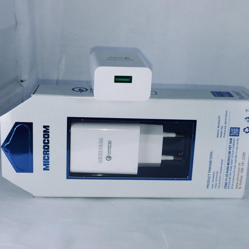 🍄[BH 12 Tháng]🍄 Cốc Sạc Nhanh QC Microcom 3A -18W