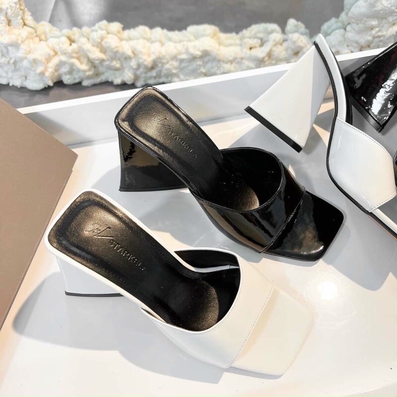 Dép gót thô tam giác quai ngang đủ 4 màu hót trend