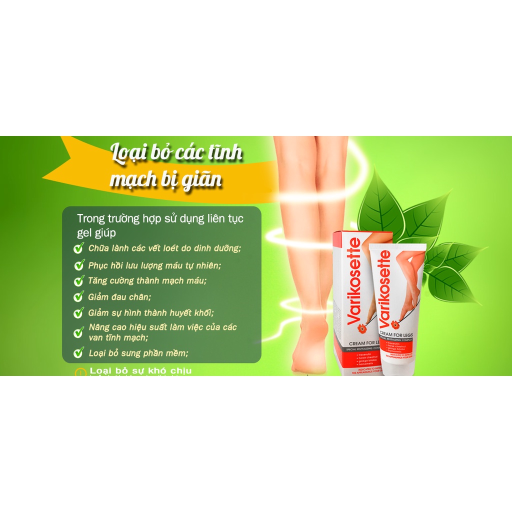 Kem Bôi Suy Giãn Tĩnh Mạch Varikosette SỐ 1 Tại NGA 75ml -  Giúp cải thiện lưu thông m.áu, loại bỏ ứ tĩnh mạch