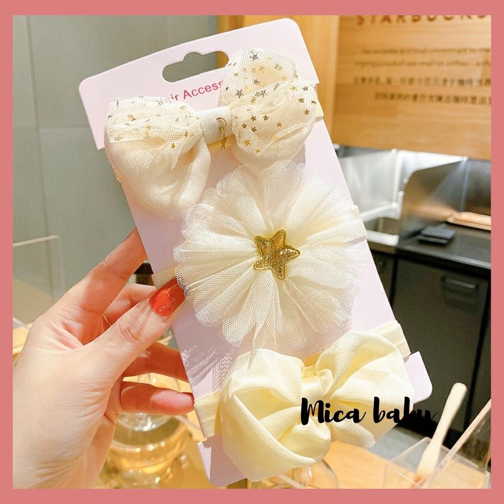 Set 3 băng đô cho bé voan 4 mẫu đáng yêu cho bé BD58 Mica baby