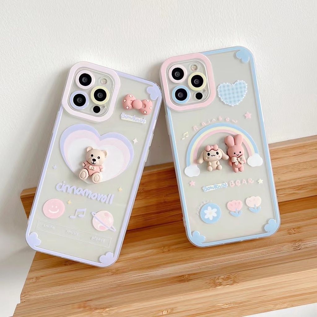 Ốp điện thoại hình gấu thỏ thích hợp cho iPhone case 13 13 promax X XS XR cartoon 11 11 pro max 12 12 pro 12 pro max