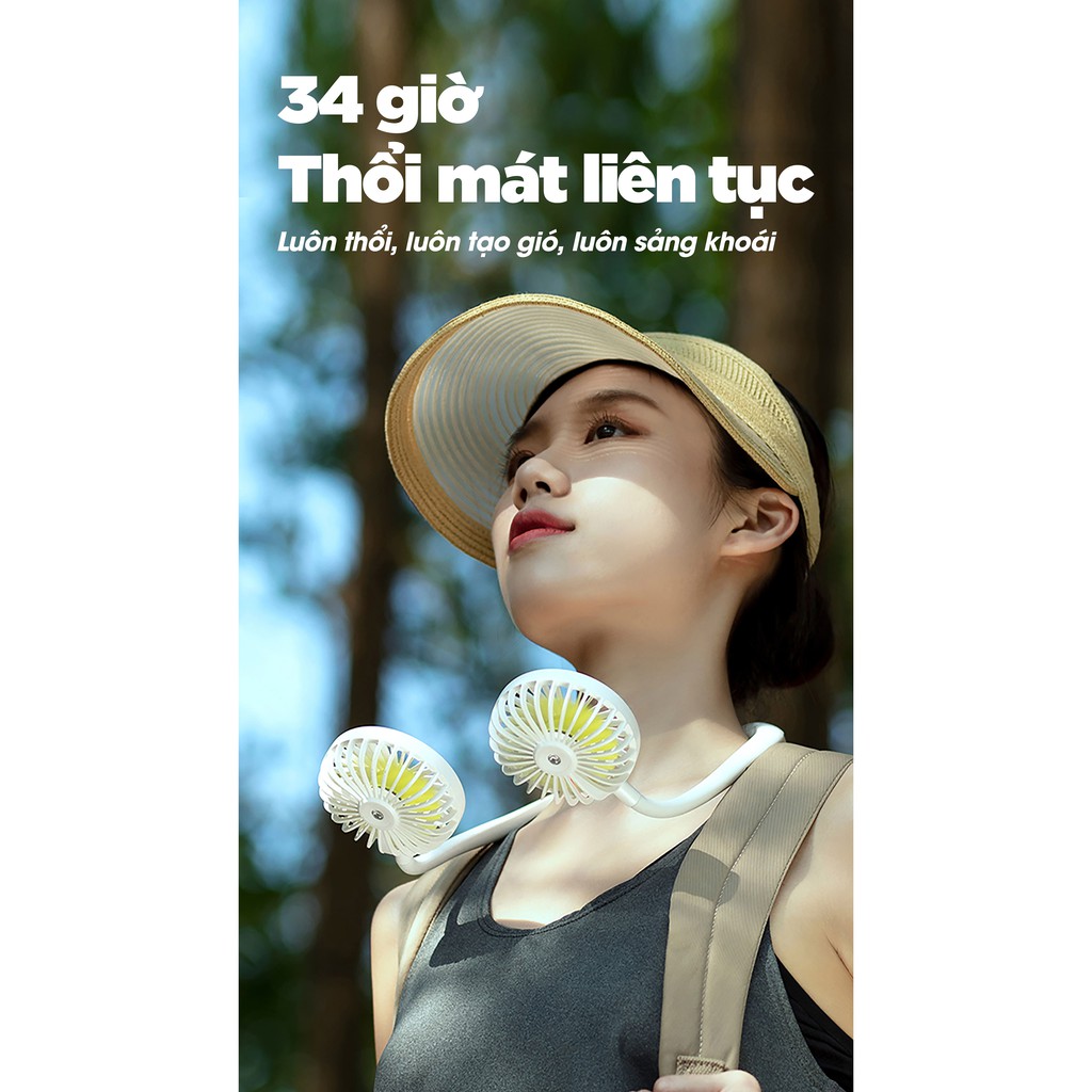 Quạt mini đeo cổ Jisulife FA11_Tích hợp đèn chiếu sáng, hoạt động yên tĩnh, biên độ thổi rộng, sư dụng lâu_BH 12 tháng | BigBuy360 - bigbuy360.vn
