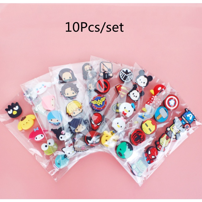 Bộ 10 Phụ Kiện Trang Trí Giày Dép Crocs Hình Nhân Vật Hoạt Hình Disney Mickey Hello Kitty Spiderman Kitty Người Nhện DIY Dành Cho Nữ Và Trẻ Em