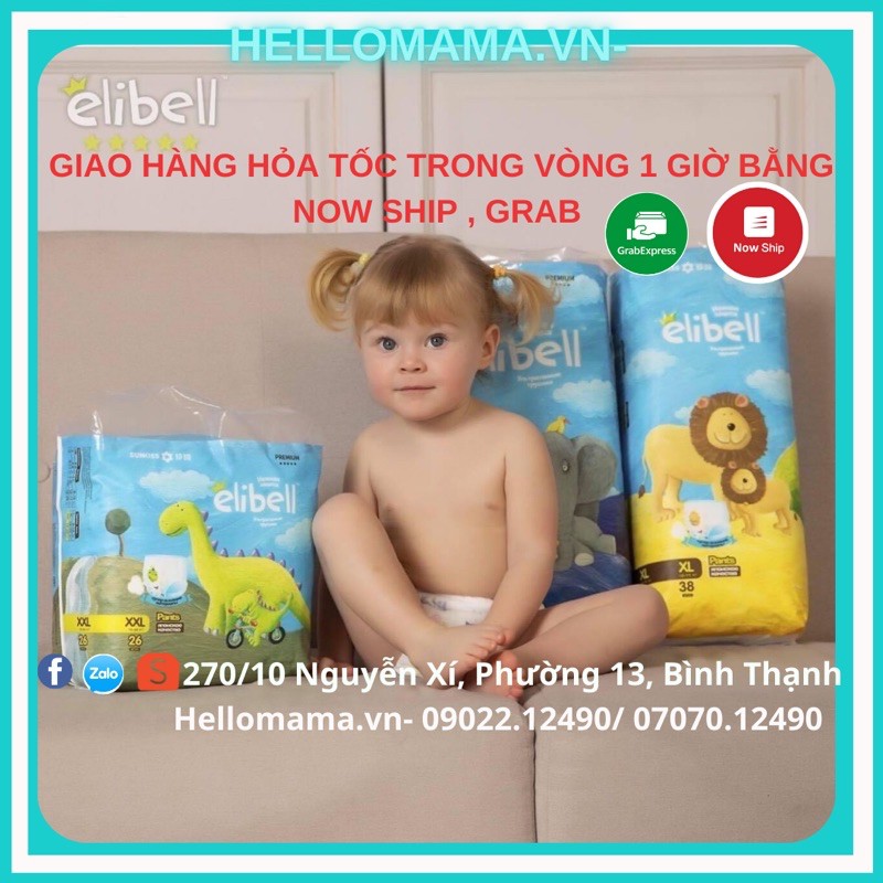 Tã/Bỉm ELIBELL nội địa NGA CAO CẤP Dán/Quần đủ size S76/M64/L54/XL44/L44/XL38 siêu thấm hút cho bé