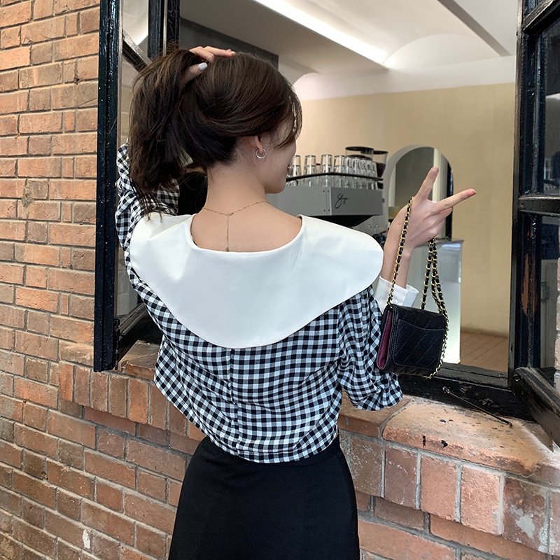 Áo Sơ Mi Nữ Tay Dài Họa Tiết Caro Thời Trang Phong Cách