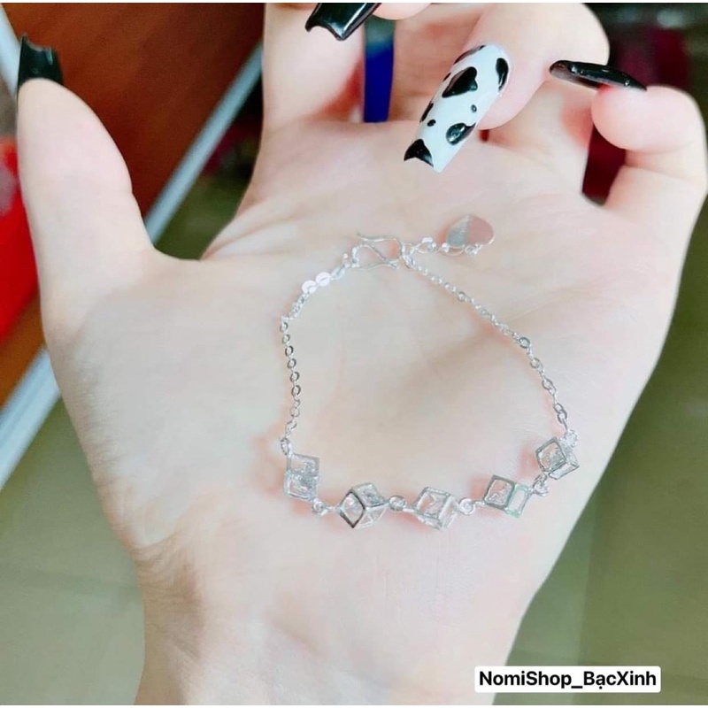 Vòng tay dải hộp đá bạc ta xinh xắn cho các nàng, rẻ xịn xinh Mainomi Shop Bạc Xinh