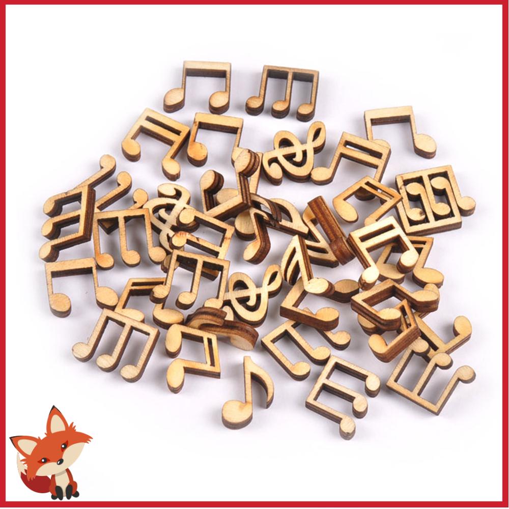 Set 100 Thẻ Gỗ Hình Nốt Nhạc Trang Trí Sổ Lưu Niệm DIY