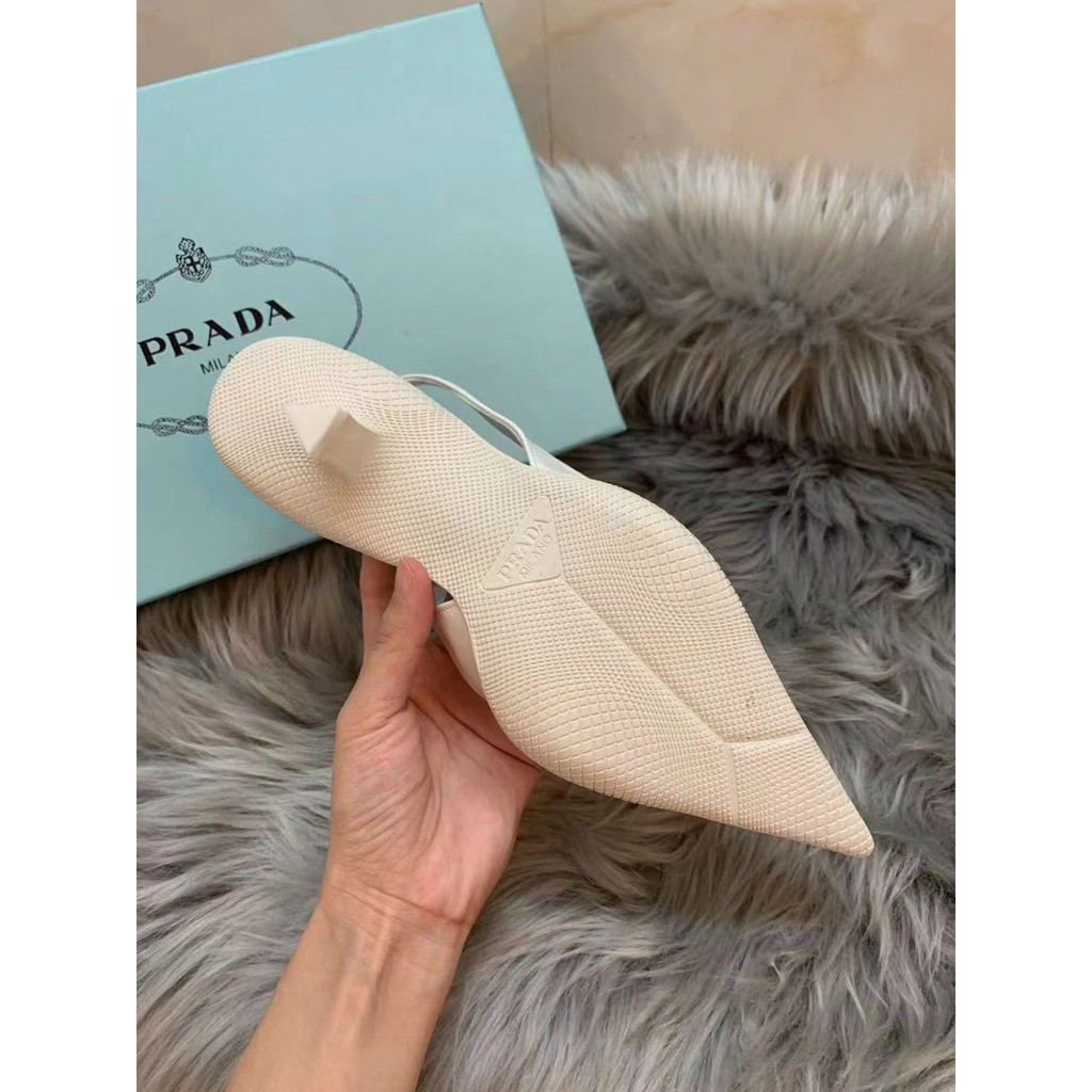 Giày Cao Gót Prada Quai Sau 3f Full Phụ Kiện