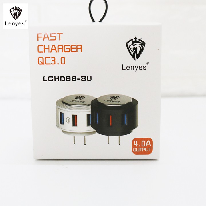 Củ Sạc Nhanh Lenyes LCH 3U -3 Cổng USB Hỗ Trợ Sạc Nhanh QC3.0 - LCH -3U