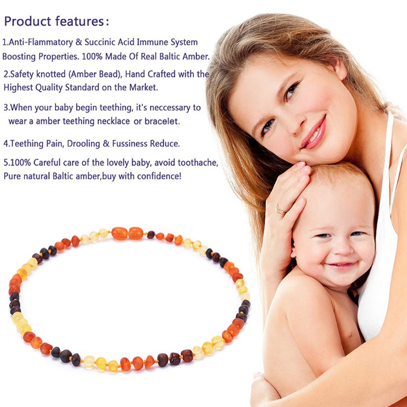 Vòng cổ Hạt Hổ Phách Baroque Baltic Chính Hãng Dành Cho Trẻ Em